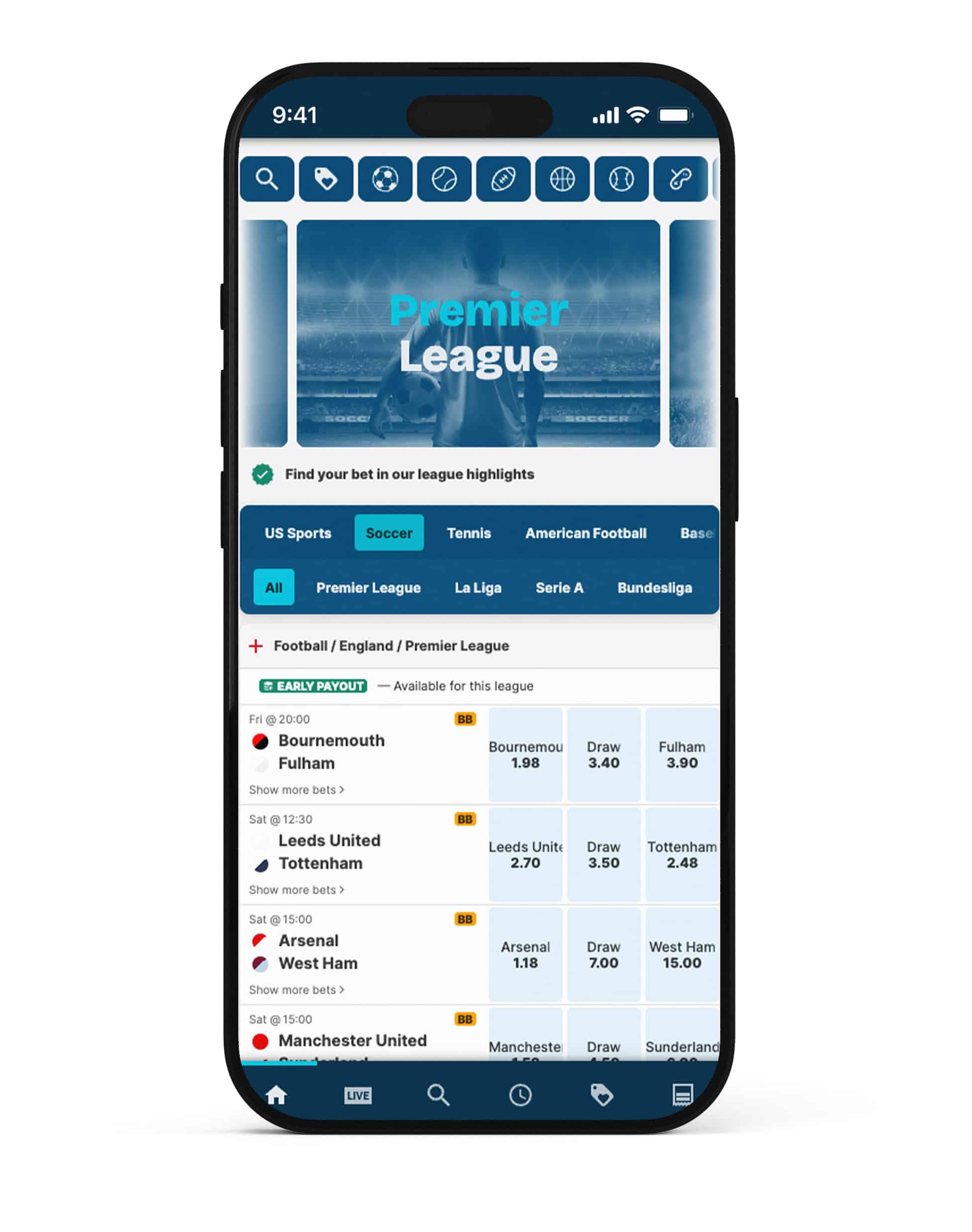 Kambi sportsbook mobile front end